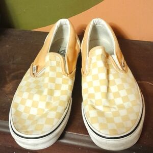 Vans. yellow/white checkerboard, size 10
